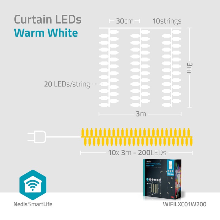 Image du produit Nedis SmartLife LED décorative Wi-Fi Android™ / IOS (0.20 m)