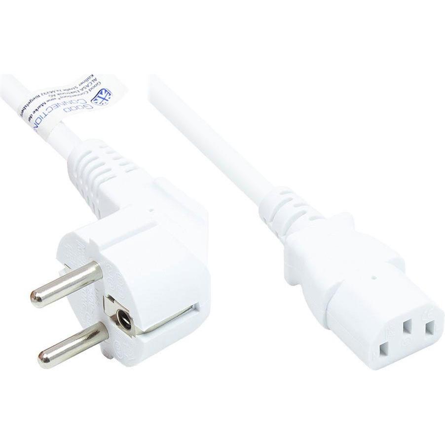 Thumbnail - Good Connections, Verlängerungskabel, Netzkabel Schutzkontaktstecker Typ E+F (CEE 7/7, gewinkelt) auf C13 (gerade), weiß...