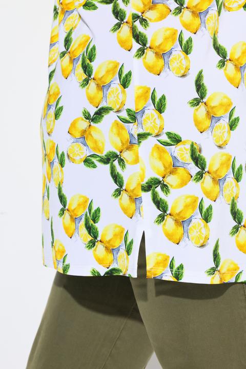 Produktbild Ulla Popken Slinky-Shirt, Zitronen, A-Linie, V-Ausschnitt, Halbarm (56)