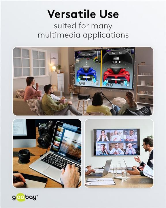 Produktbild Goobay High-Speed-HDMI-Kabel mit Ethernet, 1 m, Sharkskin Grey (1 m)