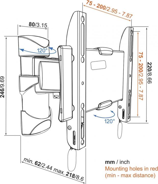 Actual product image Vogels Base 25S (Wall, 20 kg, 19" - 40")