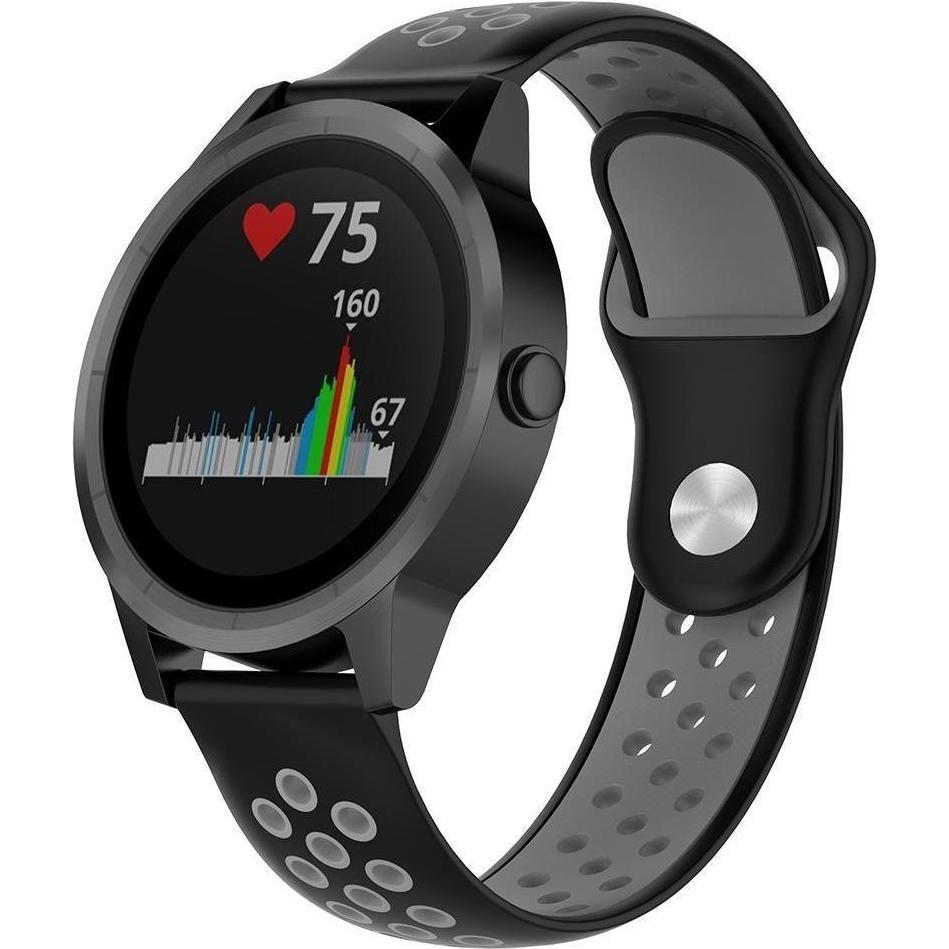 Strap-it Sportarmband (Silikon, Vivoactive 3), Uhrenarmband, Mehrfarbig, Schwarz, Grau