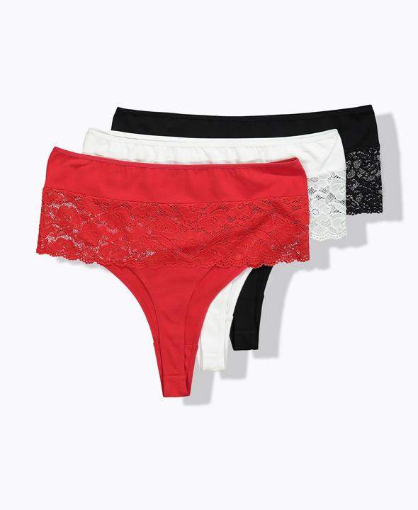 Produktbild Ulla Popken Strings, 3er-Pack, Spitzeneinsatz (58, 3er Pack)