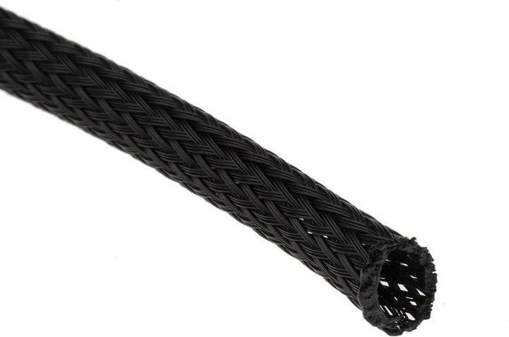 Produktbild RS PRO Kabelschlauch Schwarz PET für Kabel-Ø 6mm bis 18mm, Länge 5m Umflochtener Dehnbar (Kabelschlauch, 500 cm)