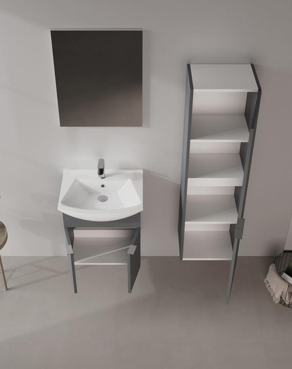 Produktbild Homitis Purus 55 Bathroom Cabinet With Sink & Mirror Set (2 Pieces)