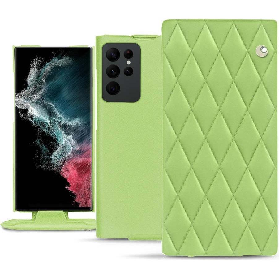 Noreve Lederschutzhülle vertikal (Samsung Galaxy S22 Ultra), Smartphone Hülle, Grün