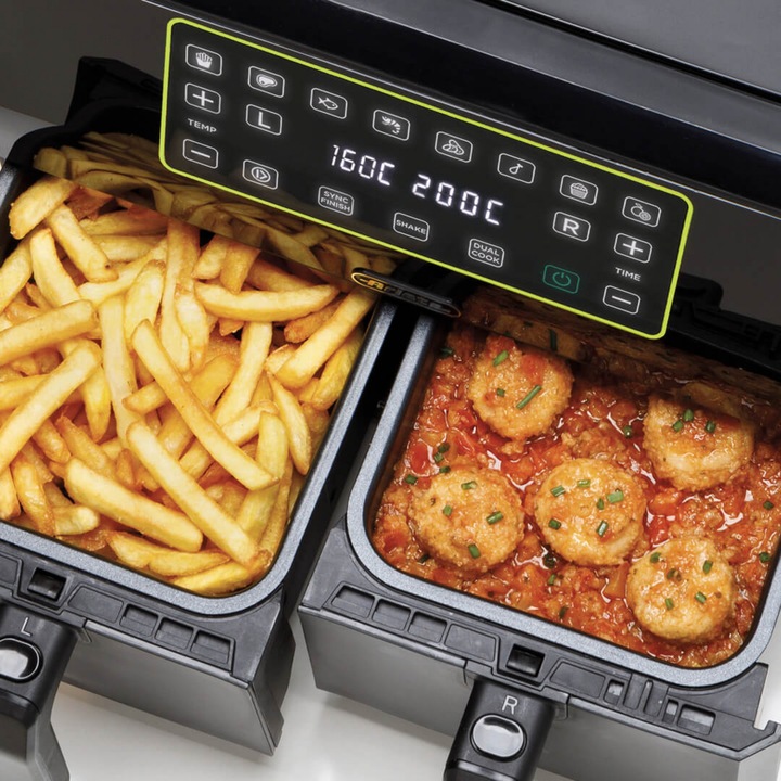 Immagine prodotto Ariete 4623 Airy Fryer Dual, Friggitrice ad aria con doppio cestello, 1700 W, Capacità 8L, 3 Funzioni di co