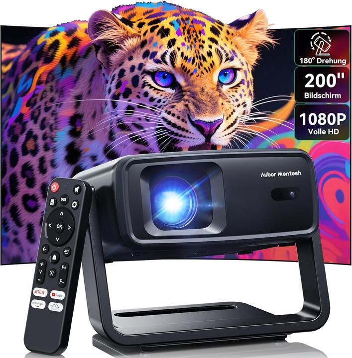 Aubor Mentech 4K Projektor mit WLAN und Bluetooth, 1080P Full HD (4K, 1200 lm)