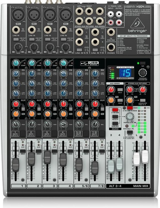 Actual product image Behringer XENYX X1204USB, 8 channel mixer effects and USB (Studio- and Livemixer)