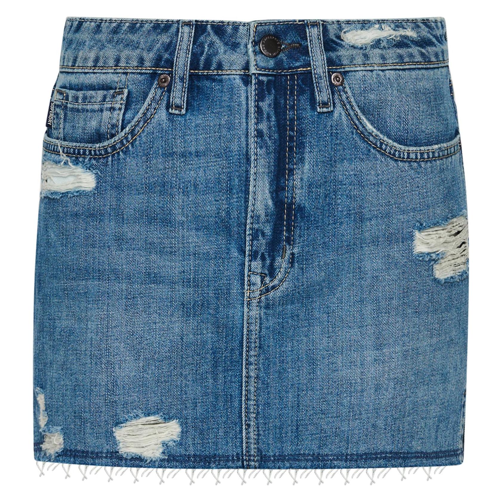 Superdry, Damen, Röcke, Vintage Jeans-Minirock, Blau, (28)