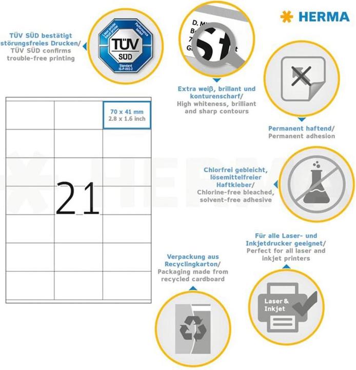 Actual product image HERMA Universal labels A4