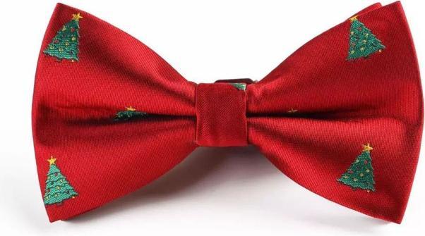 Actual product image Snazzy Santa Christmas bow tie fir tree red from