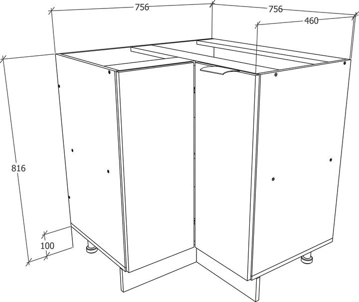Produktbild VCM Eck Küchenschrank Unterschrank Fasola (76 x 76 x 82 cm)