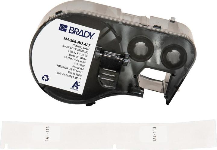Produktbild Brady Wickelbare, selbstlaminierende Etiketten, Vinyl, 12.7 x 62.23mm, 110Stück, Weiss (1.27 cm)