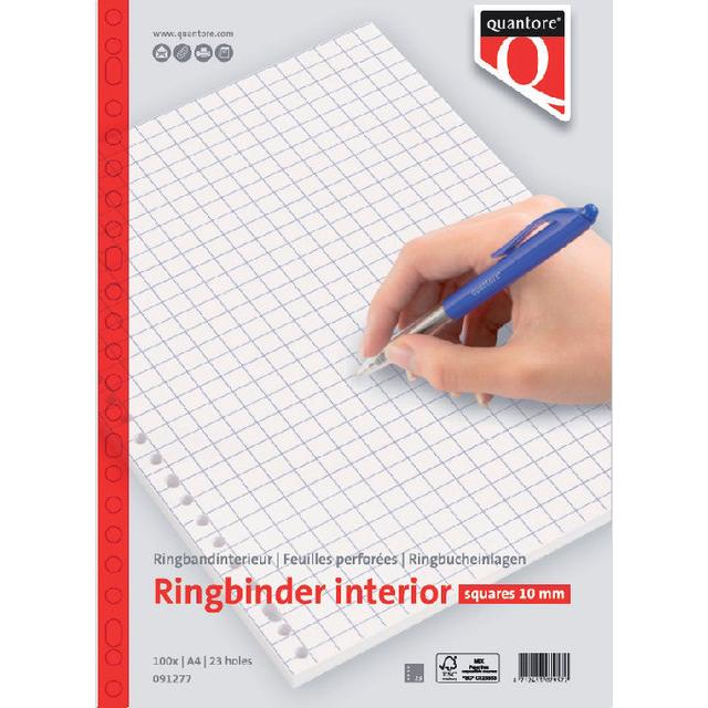 Quantore, Heft + Block, Ringbucheinlage A4 kariert 10 mm 23-Loch 100 Blatt (A4, Kariert)