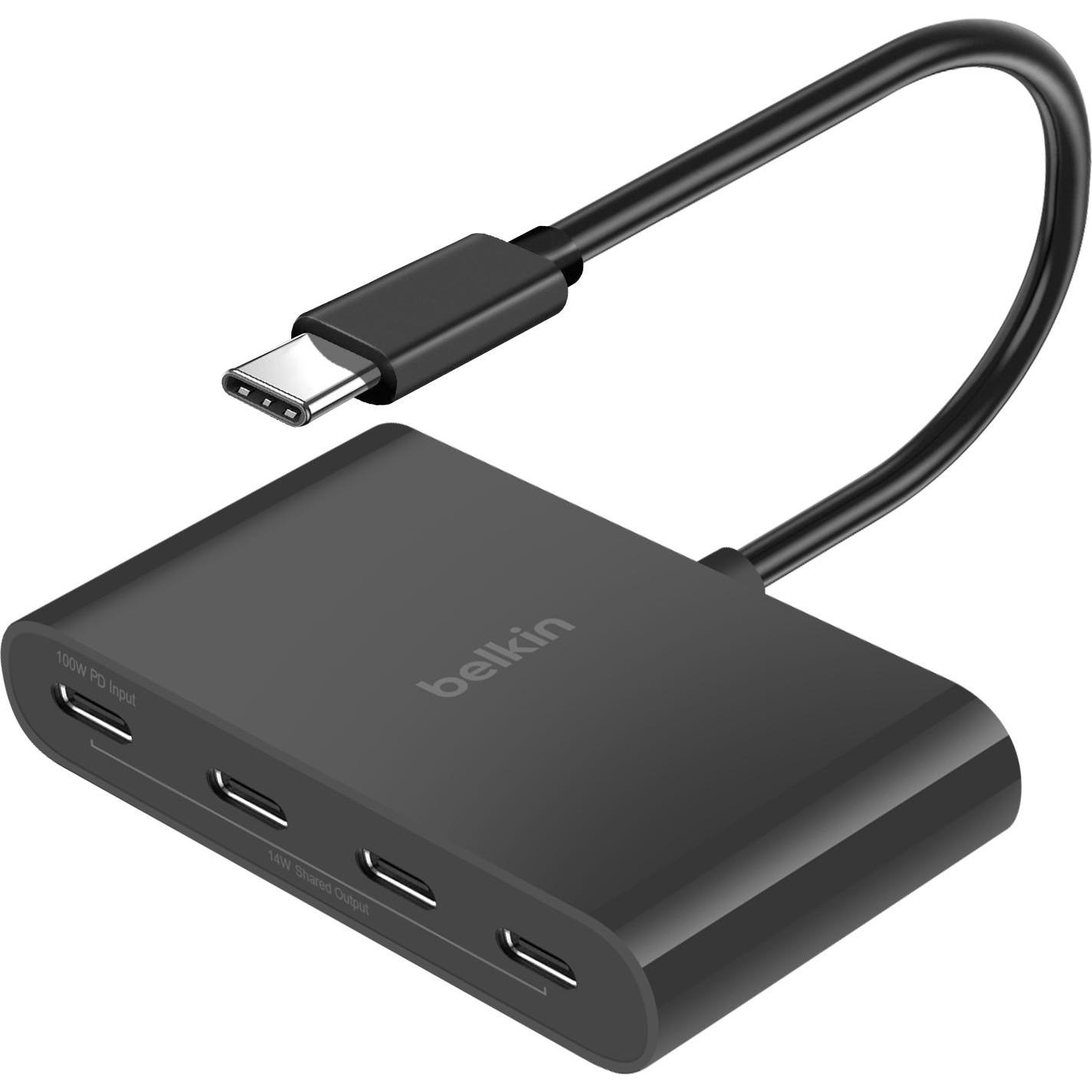 Belkin AVC018BTBK (USB-C, 4 Ports), Dockingstation + USB Hub, Schwarz