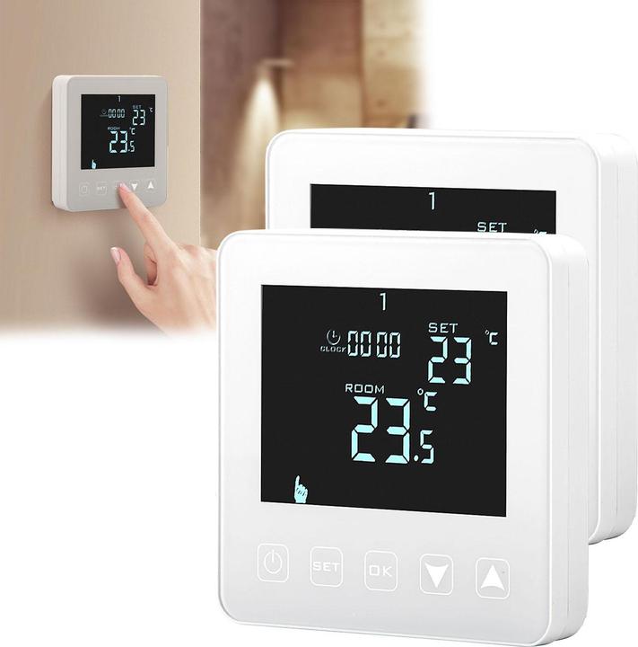 Casativo Termostato da parete per riscaldamento a pavimento, pulsanti a sfioramento, display LCD