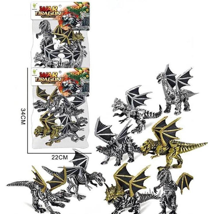 Teka Dinosaurier-Drachen Silber und Gold 8-tlg