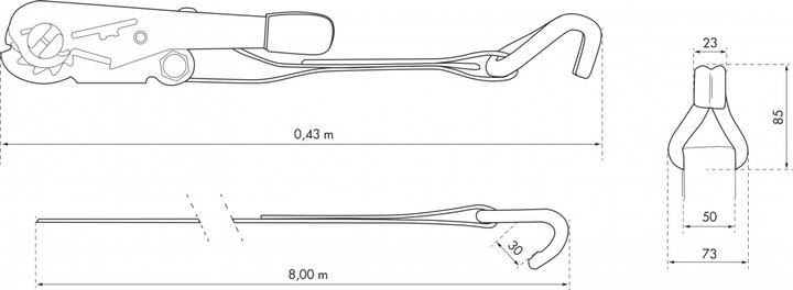 Immagine prodotto Thirard Cinghia di tensione, 8m, con cricchetto, gancio jj, giallo