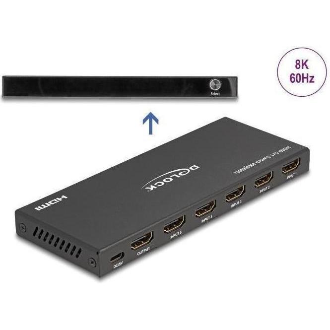 Thumbnail - Delock HDMI Switch 5 x HDMI in zu 1 x HDMI out 8K 60 Hz, Switch Box