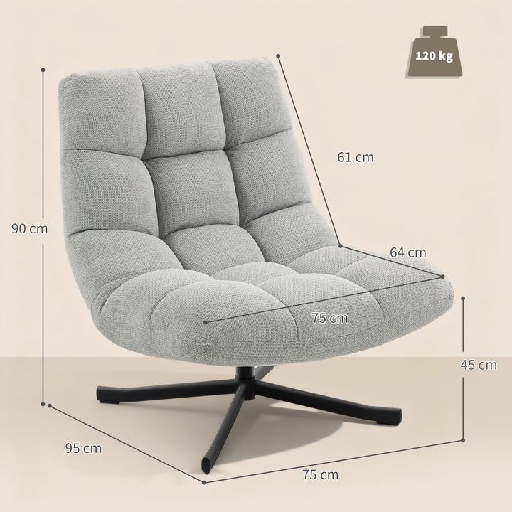 Actual product image Homcom Loungesessel Chenille, Stahl Hellgrau