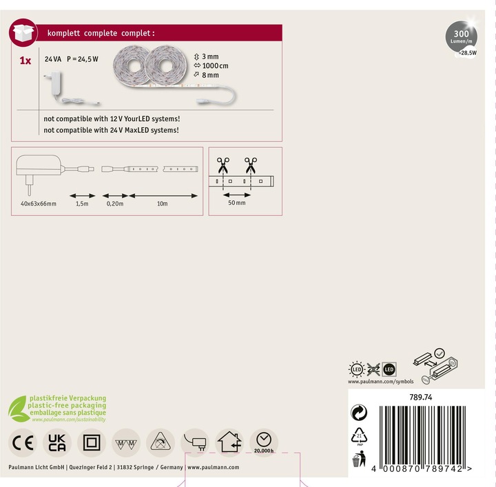 Produktbild Paulmann SimpLED Stripe Set (Warmweiss, 1000 cm, Indoor)
