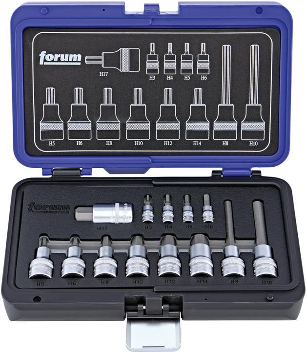 Image du produit Forum Professional Solutions Garniture d'insertion 1/4+1/2" 13 pcs. clé à six pans creux (1/4")