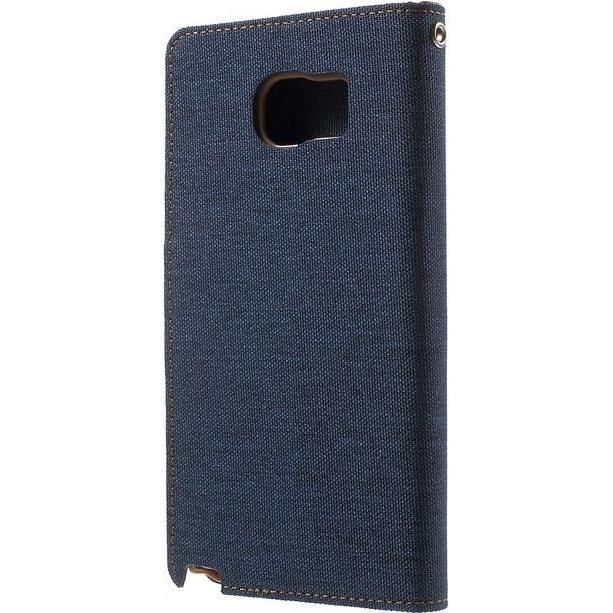 Thumbnail - Goospery Canvas Diary Series (Samsung Galaxy Note 5), Smartphone Hülle, Beige, Blau