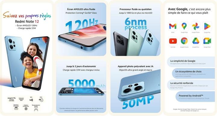 Image du produit Xiaomi Redmi Note 12 (128 Go, Vert menthe, 6.67", Double SIM, 4G)