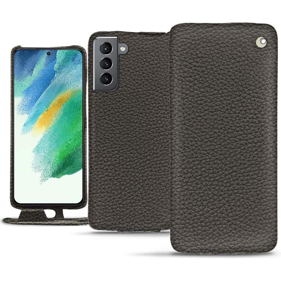 Noreve Lederschutzhülle vertikal (Samsung Galaxy S21 FE), Smartphone Hülle, Grau