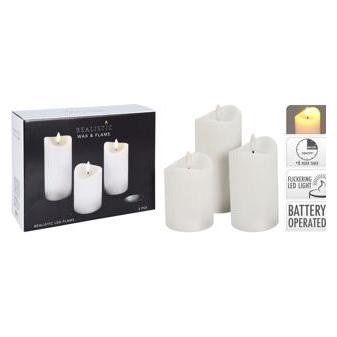 Home&Styling, Led Kaarsen, Led Kaarsenset 3-delig Wit (3 x)