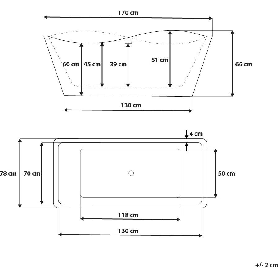 Thumbnail - Beliani, Badewanne, Maravilla (330 l, 170 cm, 78 cm)