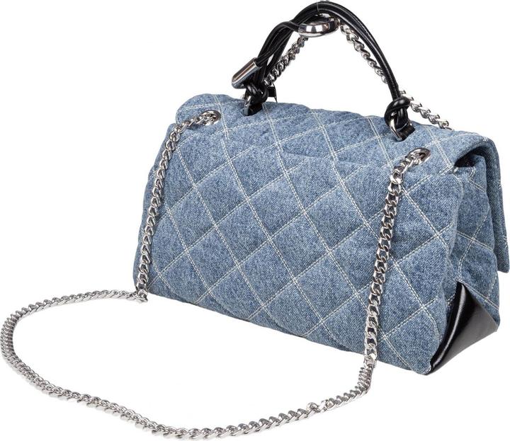 Actual product image Marc Jacobs the dual chain ​​quilted denim handbag color indico blue