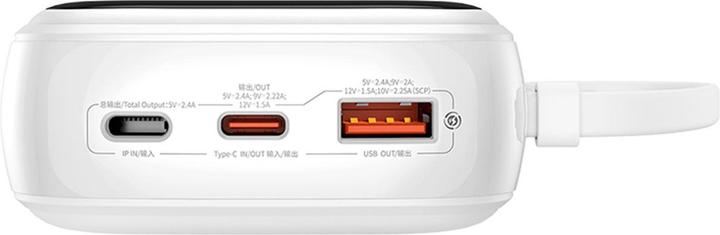 Produktbild Baseus Qpow Pro+ 20000 mAh 22,5 W Powerbank mit integriertem USB-C-Kabel und Display – Weiss (20000 mAh, 22.50 W, 74 Wh)