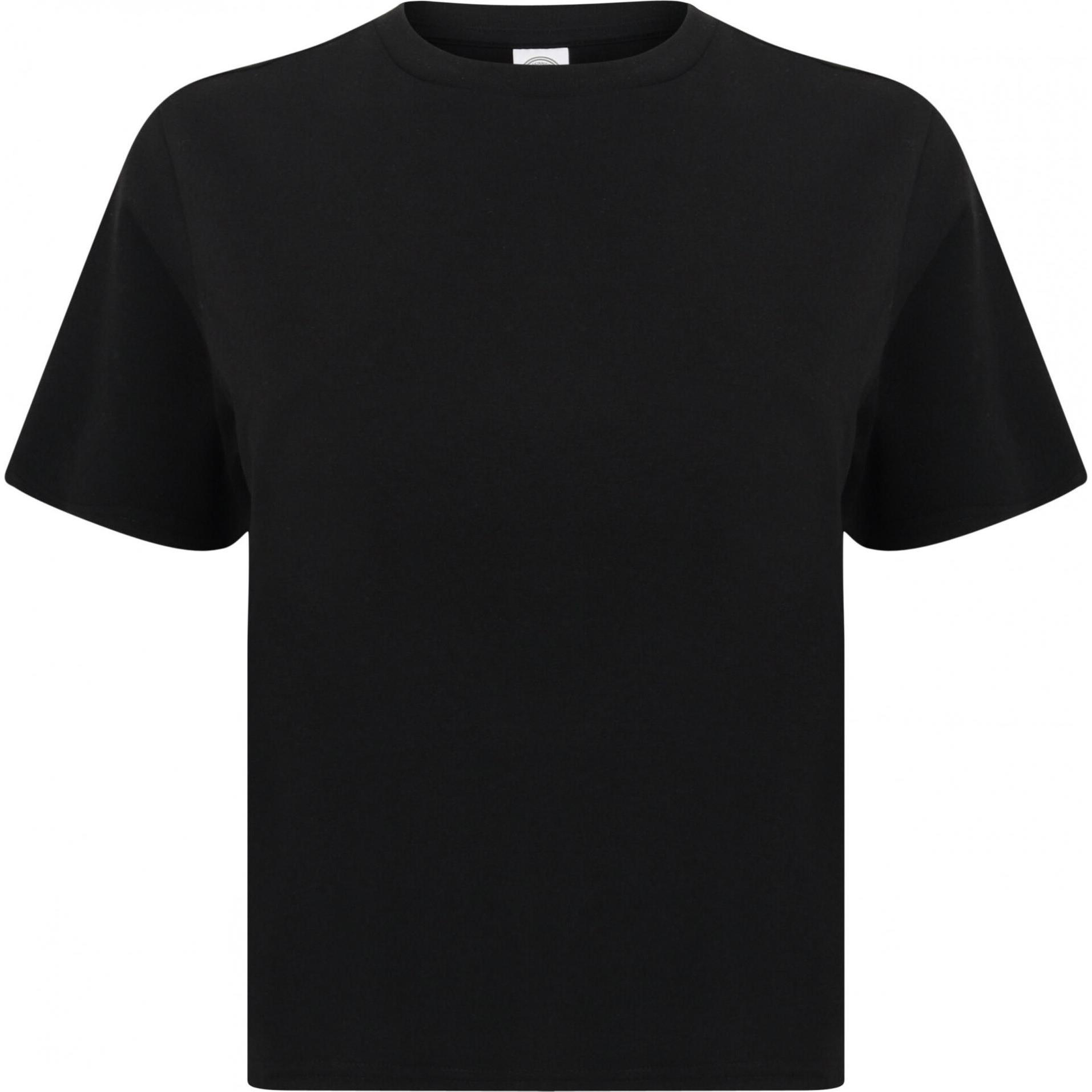 Skinni Fit, Damen, Shirt, T-Shirt court quadratischer Schnitt Frau, Schwarz, (XL)