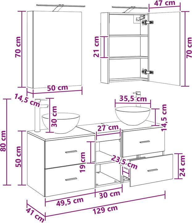 Produktbild vidaXL LED Badezimmer Set