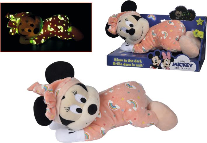 Simba Disney Minnie Mouse Glow-in-the-Dark Liggend - Roze (30 cm)