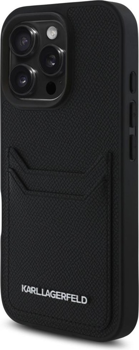 Actual product image Karl Lagerfeld Case HC Grained PU Cardslot Metal Elong for iPhone 16 Pro Max black (Apple iPhone 16 Pro Max)
