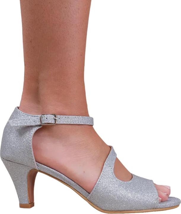 Actual product image Where's That From Womens/Ladies Beatrice Faux Leather Crossover Strap Extra Wide Kitten Heel High Heels (39)