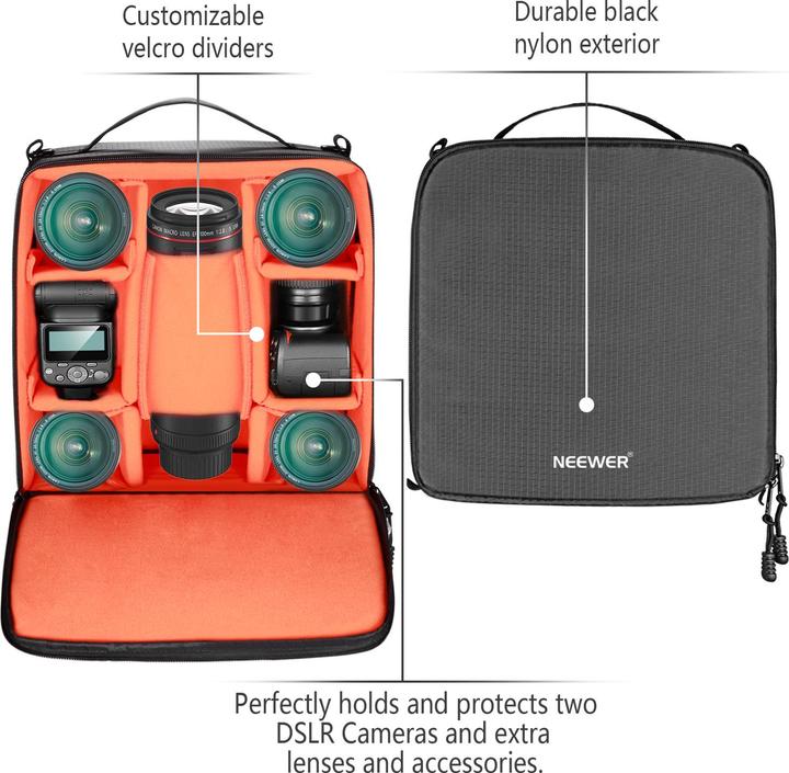 Actual product image Neewer NB-PT Soft Padded Camera Equipment Storage Carrying Case (Black) (Camera shoulder bag)