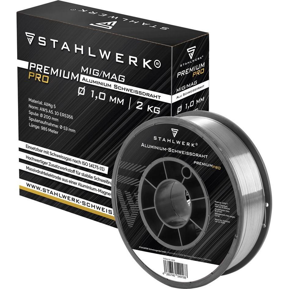 Stahlwerk, Schweissgerät Zubehör, Schweissdraht MIG MAG Aluminium ER5356 (AlMg5) 1,0 mm 2 kg Drahtrolle