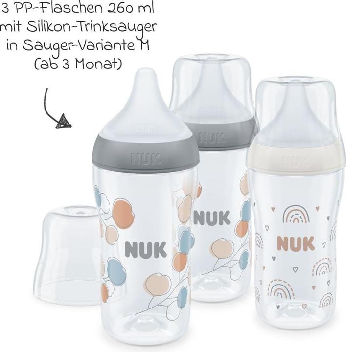 Produktbild NUK Babyflaschen PP-Flasche 3er Pack Perfect Match 260 ml + (260 ml)