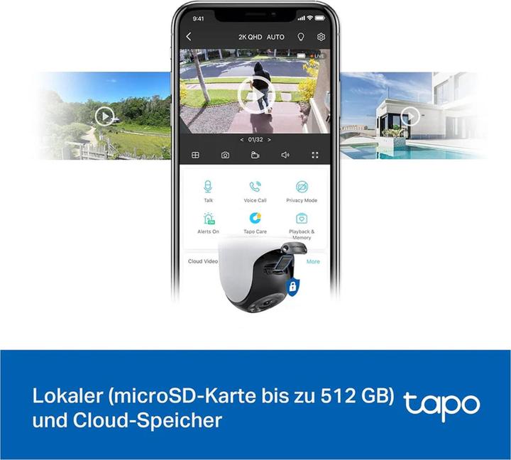 Image du produit TP-Link Tapo C520WS 4MP 360° Caméra d'extérieur MicroSD (2560 x 1440 Pixels)