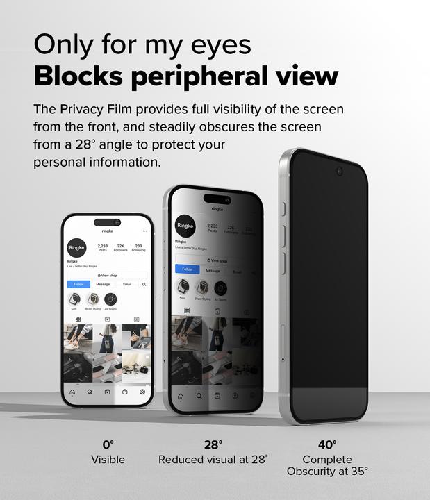 Produktbild Ringke Screen Protector for iPhone 16 / 15 PRIVACY TEMPERED GLASS w installation Jig (Apple iPhone 15, Apple iPhone 16)