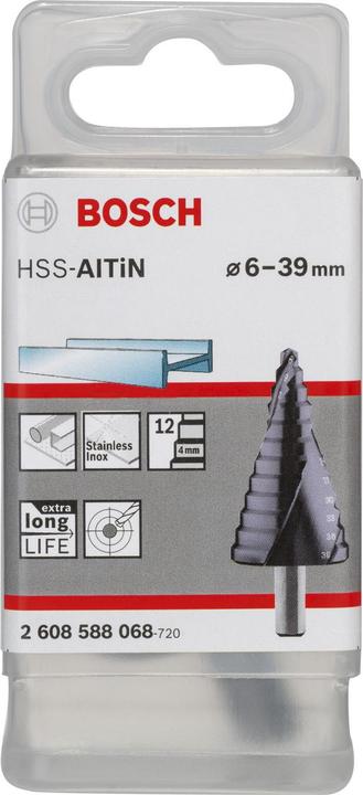 Produktbild Bosch Professional Zubehör Stufenbohrer HSS-AlTiN, 6 - 39 mm, 10 mm, 93,5, 12 Stufen (10 mm)