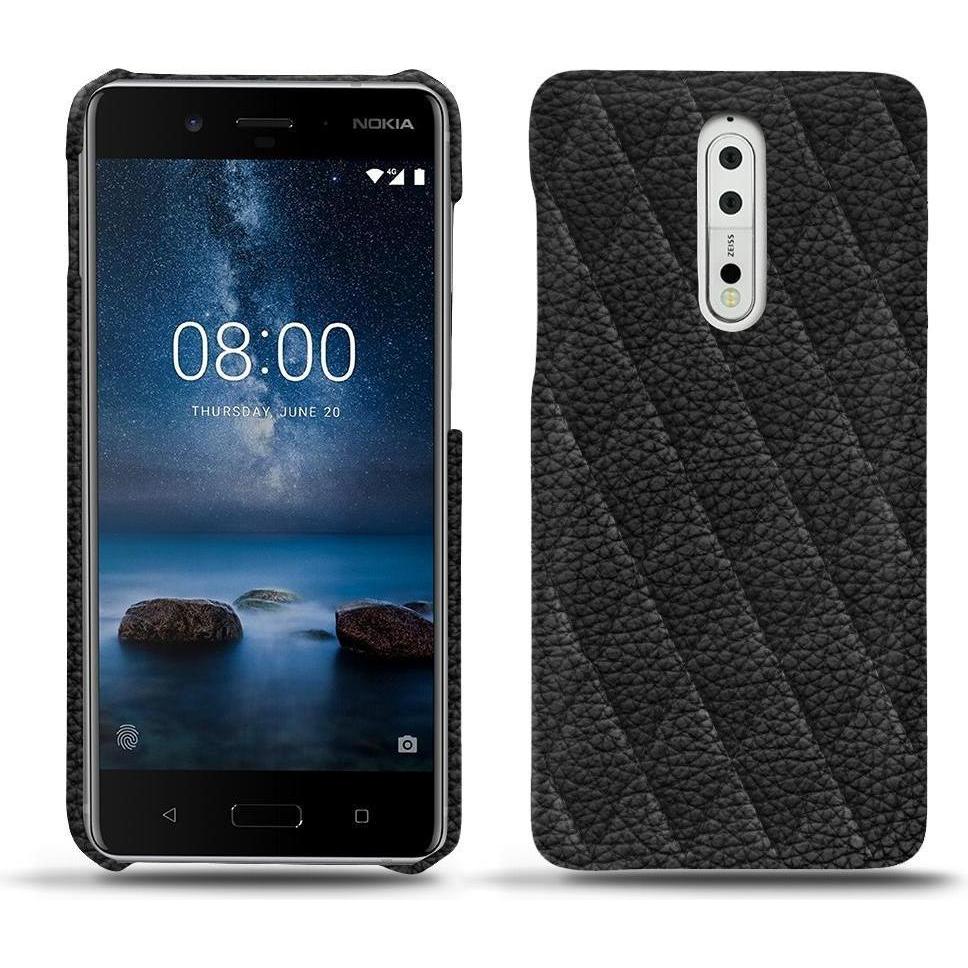Noreve Lederschutzhülle (Nokia 8), Smartphone Hülle, Schwarz