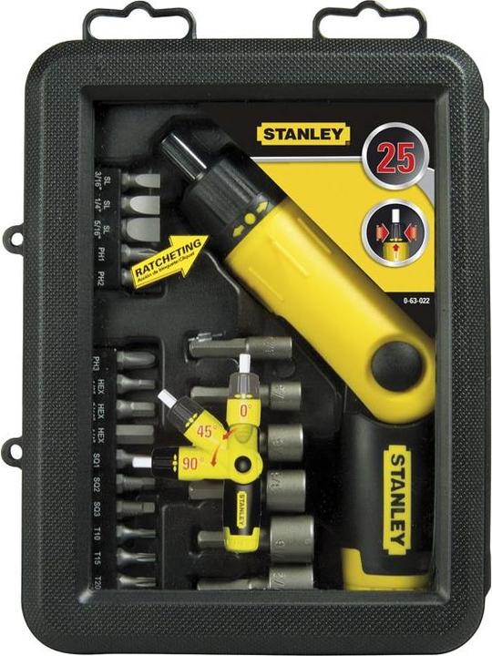Actual product image Stanley Pistol ratchet screwdriver set (25-piece ratchet box, swivelling joint handle (Pin-torx, Sorceress)
