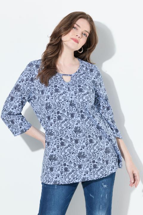 Produktbild Ulla Popken Shirt, Blüten, A-Linie, Rundhals, 3/4-Arm (42, 44)