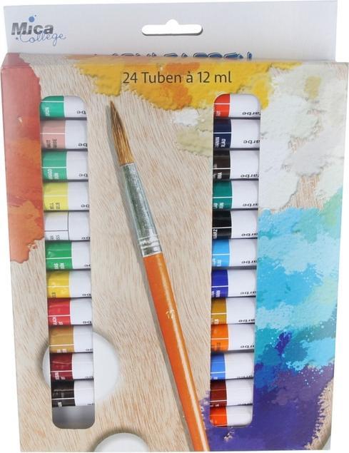 Actual product image MICA College Acrylic colours - 24 tubes of 12ml (Multicoloured, 12 ml)