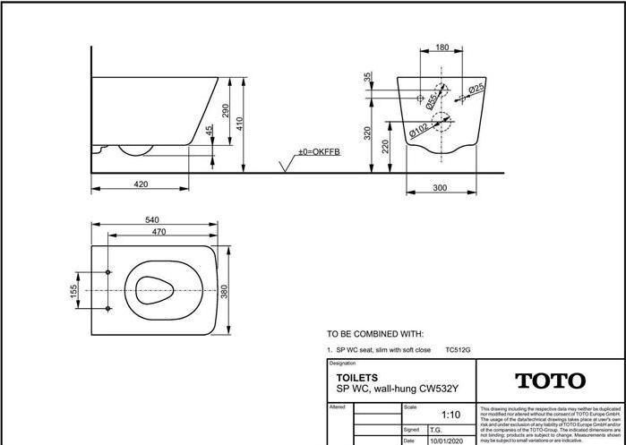 Produktbild TOTO SP Wand-WC tief, randlos weiss